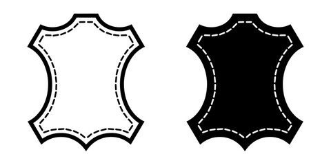 Poster - ofvs522 OutlineFilledVectorSign ofvs - leather with stitching vector icon . hand crafted product . isolated transparent . black outline and filled version . AI 10 / EPS 10 / PNG . g11865