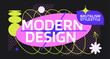 Trendy brutalism style banner frames heading. Modern minimalist y2k neon graphic. simple figures and abstract graphic aesthetic retrofuturism 90s vector illustration sale or social media post design 