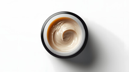 Jar of face cream mockup on white background top view
