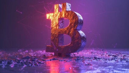 the bitcoin symbol on a purple background Generative AI