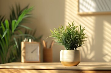 Wall Mural - a potted plant sits on a desk