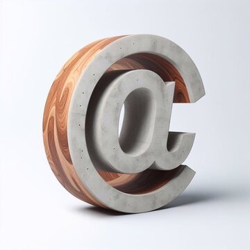 E-mail mark shape created from concrete and wood. AI generated illustration
