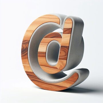E-mail mark shape created from concrete and wood. AI generated illustration