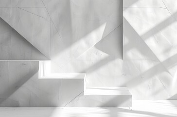  a white abstract wall with geometric shapes