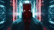 Portrait of anonymous robotic hacker