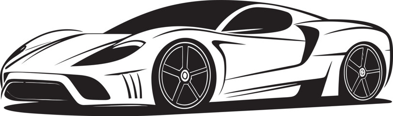 Sculpted Speed Line Art Vector for Sportscar Design Velocity Vista Sportscar Line Art Emblem Icon