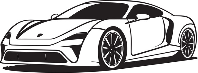 Futuristic Fleet Line Art Icon of Modern Sports Car Design Automotive Elegance Vector Logo for Sportscar Line Art