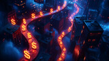 Fototapeta Sawanna - an animated road that is filled with dollar signs