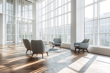 Modern Office Lounge with Large Windows