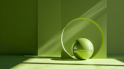 Poster - Abstract green interior with round podium