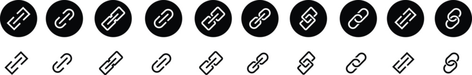 Internet URL or webpage url link icons set. Chain thick line icon, outline vector sign, linear simple pictogram isolated on transparent background. Web link symbol, logo, Connection, Reference.