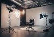 © ArtisticLens - Interior of modern photo studio with chair and professional equipment