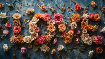 Poster - A variety of flowers arranged on a table, creating a vibrant and colorful display.