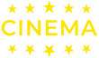 Cinema icon with yellow stars on transparent background