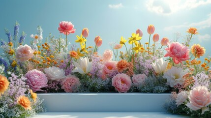Poster - A vibrant assortment of flowers arranged in a vase, showcasing a beautiful combination of colors and textures.