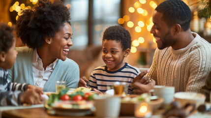 Canvas Print - family dinner at home