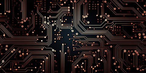 Wall Mural - Computer technology vector illustration with rose gold circuit board