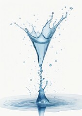  Watercolor Illustration Of A Splash - Fresh Drop In Water Isolated On White Background