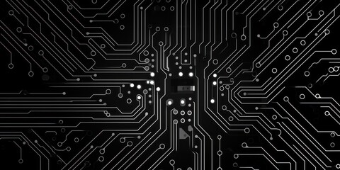 Wall Mural - Computer technology vector illustration with silver circuit board