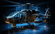 © daniy - Wireframe army helicopter isolated on a black background