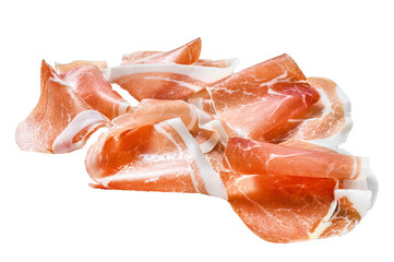 Wall Mural - Italian prosciutto crudo, cured ham.  Isolated, Transparent background. 