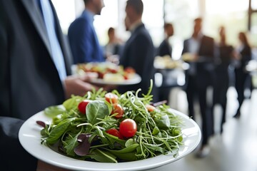 Wall Mural - Diverse colleagues dinner meeting lunch in office restaurant businessmen group cafeteria cafe discussion business fine dining corporate teamwork expensive tasty dish food coworkers cheering talking