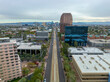 Phoenix Midtown modern skyline aerial view with downtown Phoenix at the background on N Central Avenue, Phoenix, Arizona AZ, USA.