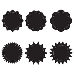 Poster - Set of starburst vector, Starburst badge shape, burst wave star, price label sticker sunburst badges. Simple flat style vintage labels, stickers, on white background