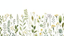 Spring Illustration Elements With Flowers And Plants.