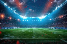 Stadium Spectacle: A Vibrant View From Within A Modern Stadium During A Lively Event, With Bright Lights, Packed Stands, And A Vibrant Atmosphere.