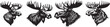 moose black and white vector graphics set
