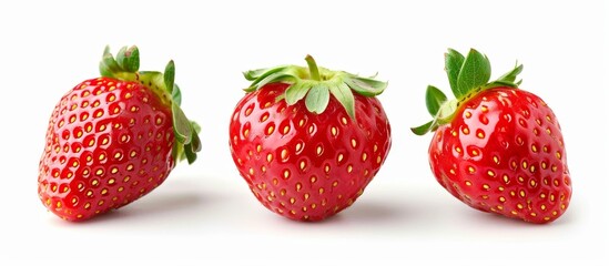 Wall Mural - Fresh Strawberry Isolated on White Background - Fresh, Strawberry, Isolated, White: The Perfect Trio