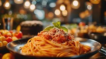 A Delicious Plate Of Spaghetti Topped With Tomato Sauce And Sprinkled With Parmesan Cheese. Perfect For Italian Cuisine Or Food-related Projects