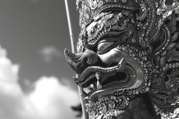 Poster - A black and white photo capturing the essence of a statue. This versatile image can be used in various creative projects