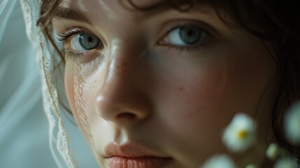 Poster - Close up of a person wearing a veil