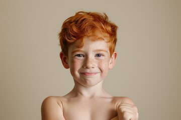 Aufkleber - A young boy with freckled hair posing for a picture. Suitable for various uses