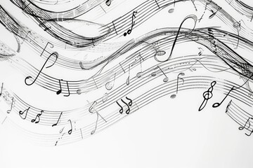 Poster - A black and white photo featuring musical notes. Suitable for various creative projects
