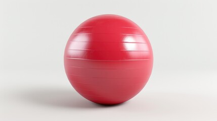 Poster - A red exercise ball sitting on top of a white surface. Perfect for fitness and wellness-related projects