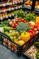 Aufkleber - A basket filled with a variety of fresh and colorful vegetables. Perfect for healthy eating or cooking inspiration
