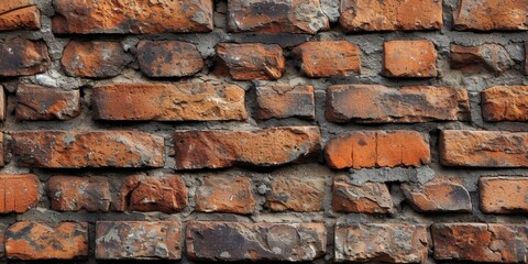 Canvas Print - Close-up view of a brick wall, showcasing the texture and pattern of the bricks. This image can be used for architectural or construction-related projects