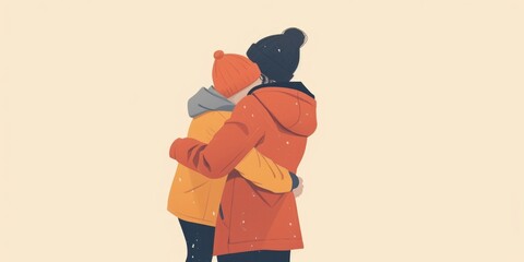 Poster - A heartwarming image of a man and woman embracing each other. Perfect for illustrating love, relationships, and affectionate moments.