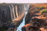 Fototapeta  - Victoria Falls on the Zambezi River on the border of Zambia and Zimbabwe in South Africa