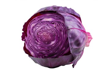 Poster - A detailed view of a purple cabbage against a clean white background. Perfect for food and nutrition-related projects