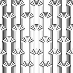 Poster - arc seamless pattern. repeating circle arch. black art deco isolated on white background. repeated g