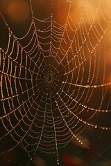 Poster - A spider web covered in sparkling water droplets. Perfect for nature-themed designs and concepts