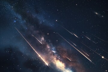 Leinwandbilder - A stunning image capturing a group of shooting stars in the night sky. Perfect for adding a touch of magic and wonder to any project or design