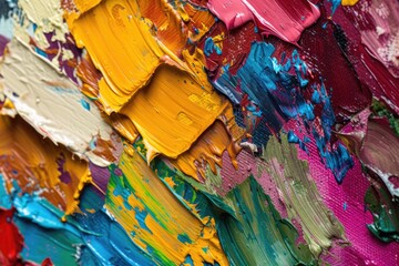 Poster - A close up view of a vibrant painting with a variety of different colors. Perfect for adding a pop of color to any space