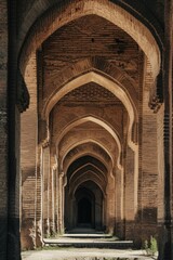 Aufkleber - An archway in a brick building with columns. Can be used to depict architectural structures or historical sites