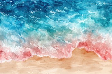 Poster - A picturesque painting of a serene beach with a wave rolling in. Perfect for capturing the beauty and power of nature.