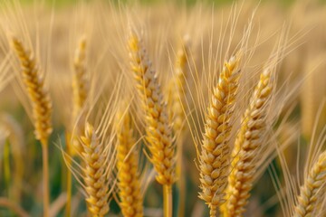 Aufkleber - A close-up view of a bunch of wheat in a field. This image can be used to depict agriculture, farming, harvest, or the beauty of nature